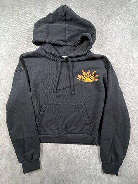 Hurley Womens XL Super Tubes Cropped Hoodie Black Sunset Wave Surf Graphic